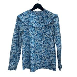 J Crew x Liberty Elysian Day Smocked Floral Ruffle Popover Top XXS